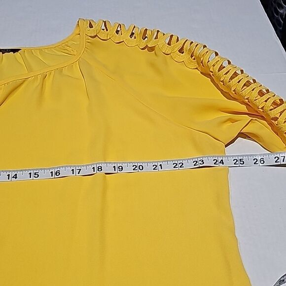 Bright yellow pullover top featuring decorative sleeves by Zac & Rachel size XL - Picture 8 of 9